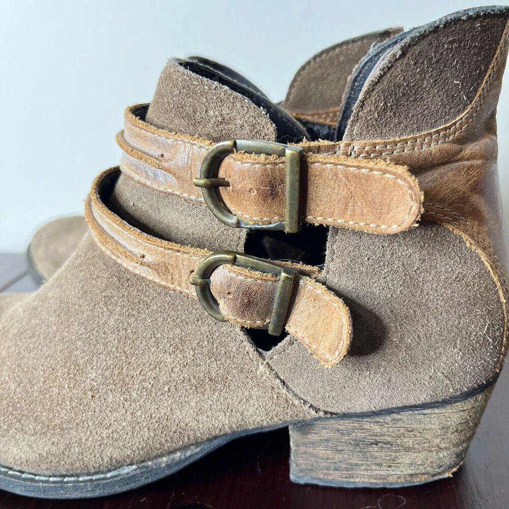 Steve Madden Raskal Suede Leather Ankle Booties Sz 8M Brown Cognac Western - Picture 6 of 11